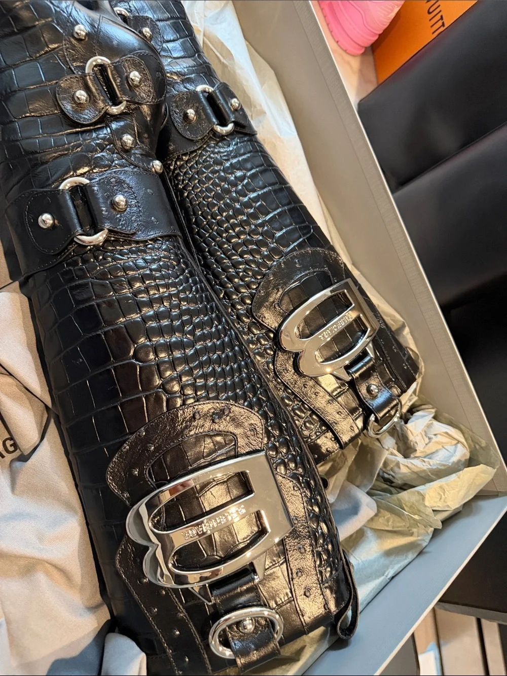 Balenciaga Black Patent Over-the-Knee Boots